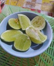 Klaten, Indonesia. February 20, 2021. A lemon sliced Ã¢â¬â¹Ã¢â¬â¹is used to complement the sour taste of a soup.